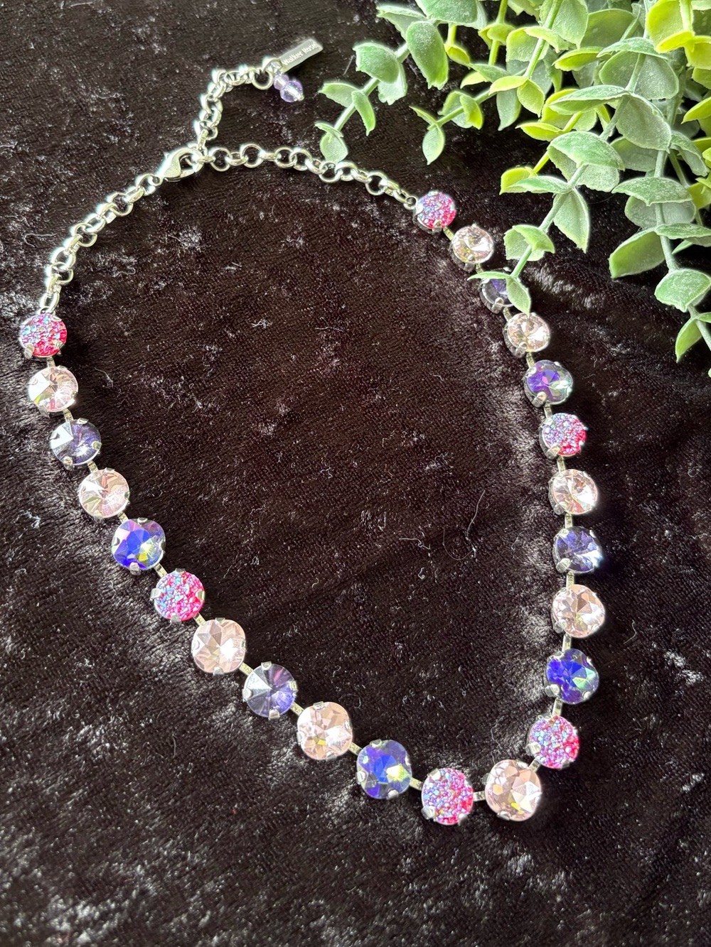 WALKER ROSE - TOVA The Trudy Round Crystal Statement Necklace in Pink and Purple